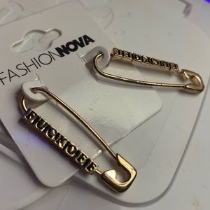 Gold silver pin earrings